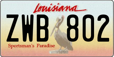 LA license plate ZWB802