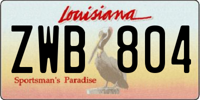 LA license plate ZWB804