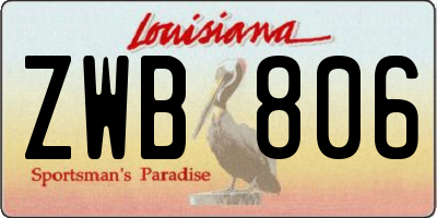 LA license plate ZWB806
