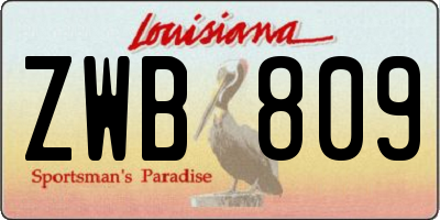 LA license plate ZWB809