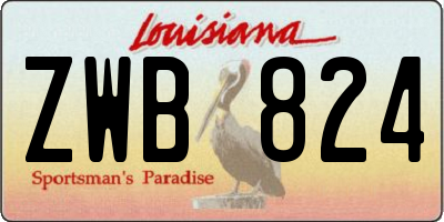 LA license plate ZWB824