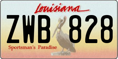 LA license plate ZWB828