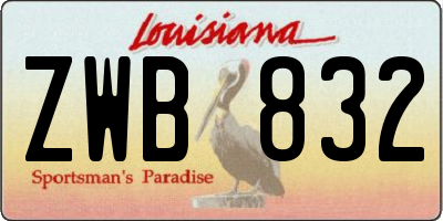 LA license plate ZWB832