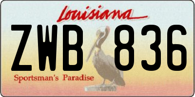 LA license plate ZWB836