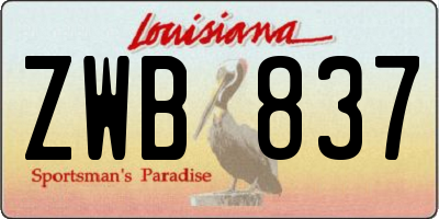 LA license plate ZWB837