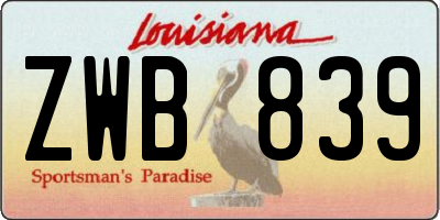 LA license plate ZWB839