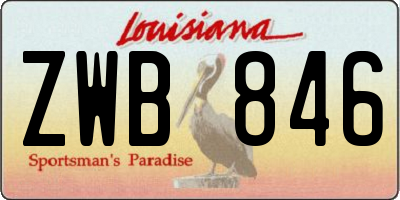 LA license plate ZWB846