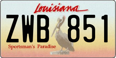 LA license plate ZWB851