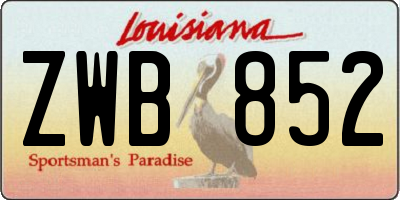 LA license plate ZWB852