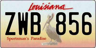 LA license plate ZWB856