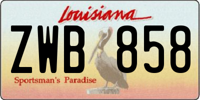 LA license plate ZWB858