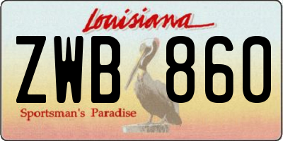 LA license plate ZWB860