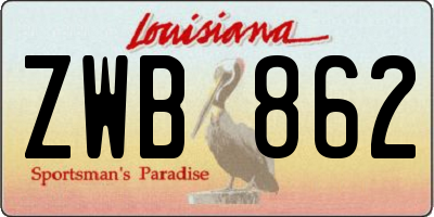 LA license plate ZWB862