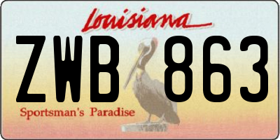 LA license plate ZWB863