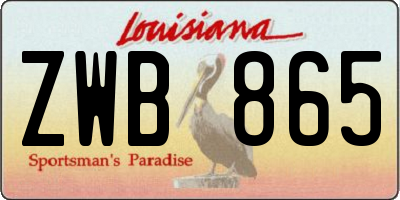 LA license plate ZWB865