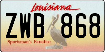 LA license plate ZWB868