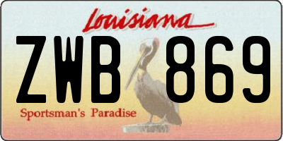 LA license plate ZWB869