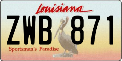 LA license plate ZWB871