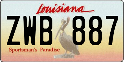 LA license plate ZWB887