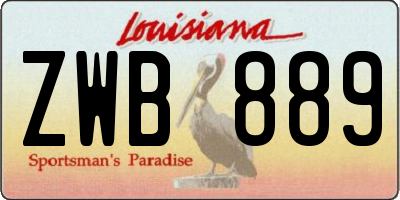 LA license plate ZWB889