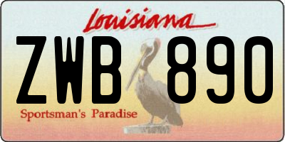 LA license plate ZWB890