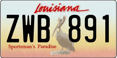 LA license plate ZWB891