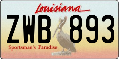 LA license plate ZWB893