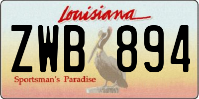 LA license plate ZWB894