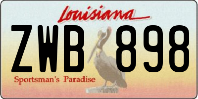 LA license plate ZWB898