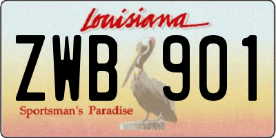 LA license plate ZWB901