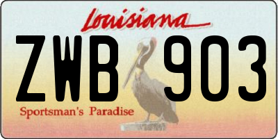 LA license plate ZWB903