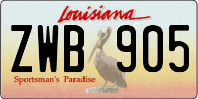 LA license plate ZWB905