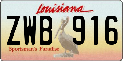 LA license plate ZWB916