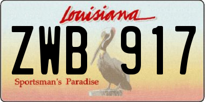 LA license plate ZWB917