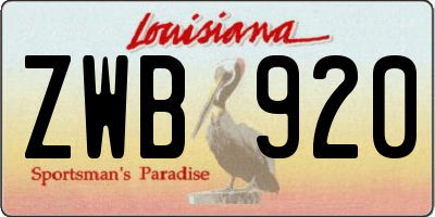 LA license plate ZWB920