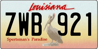 LA license plate ZWB921