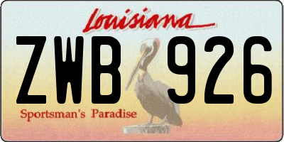 LA license plate ZWB926