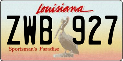 LA license plate ZWB927