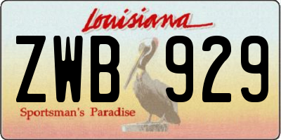 LA license plate ZWB929