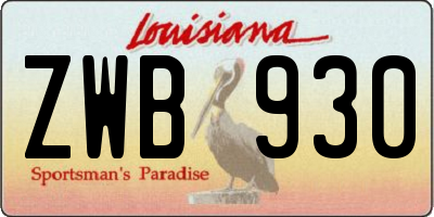 LA license plate ZWB930