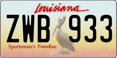 LA license plate ZWB933