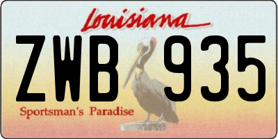 LA license plate ZWB935