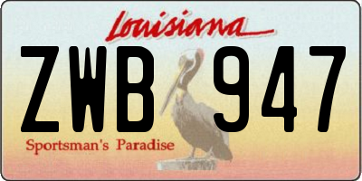 LA license plate ZWB947