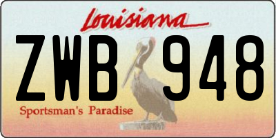 LA license plate ZWB948