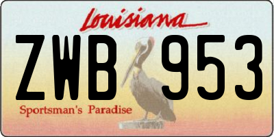 LA license plate ZWB953