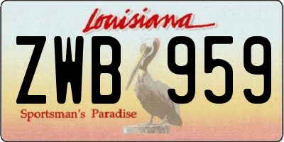 LA license plate ZWB959