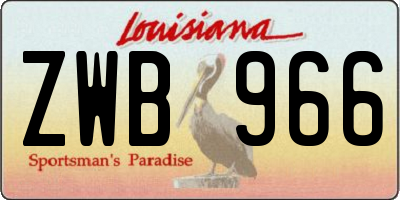 LA license plate ZWB966