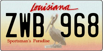 LA license plate ZWB968