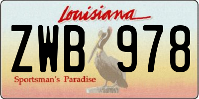 LA license plate ZWB978