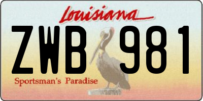 LA license plate ZWB981